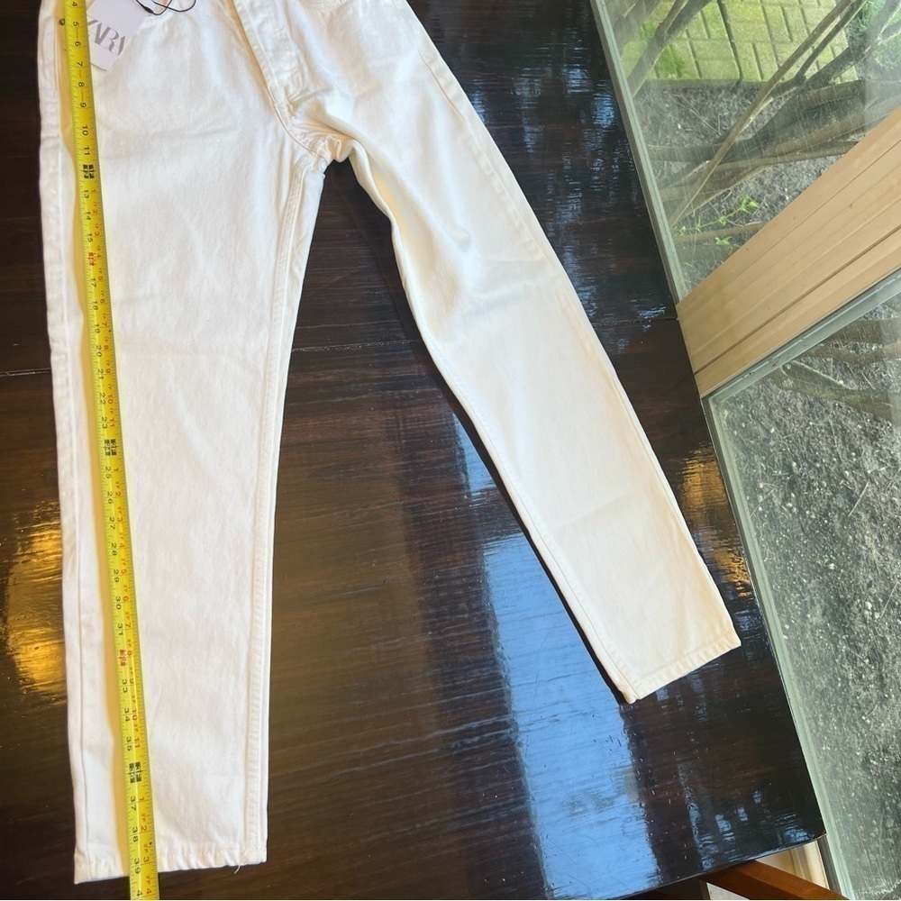Zara Jeans White Button Up Straight Leg Woman’s Size 38 NWT - Picture 10 of 13